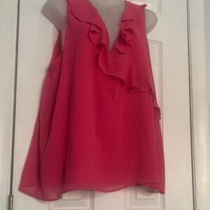 Halogen Vibrant Pink Ruffle Blouse